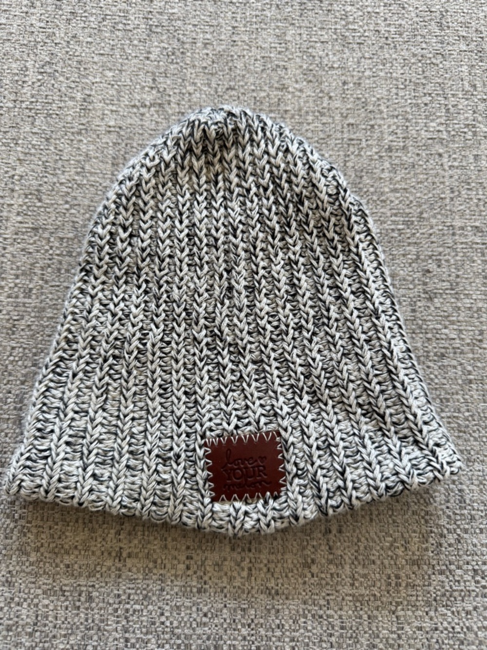 Love Your Melon Infant Marled Knit Beanie in Gray and Cream